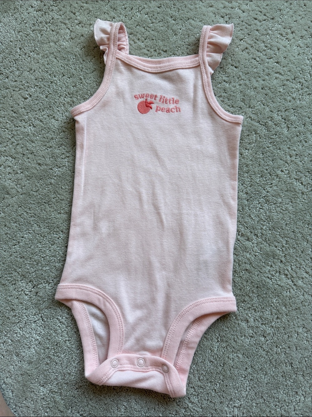 Carter's Light Pink Ruffle-Strap 'Sweet Little Peach' One-Piece Bodysuit